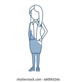 businesswoman cartoon girl standing wearing skirt posing