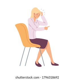 Businesswoman cartoon with headache on chair design, business and management theme Vector illustration