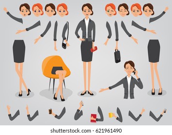 Businesswoman Character Creation Set Build Your Own Design Cartoon Flat-style Infographic