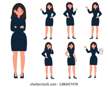 Businesswoman Character Different Poses Set Vector Stock Vector ...