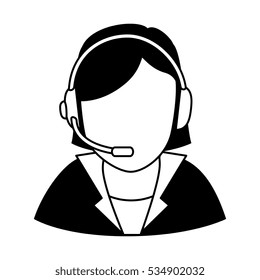 businesswoman character with headset icon