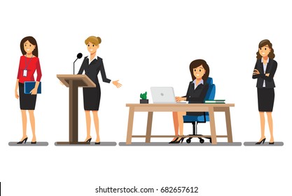 Businesswoman character In the office set  ,Vector illustration 