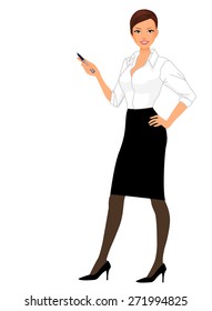 Businesswoman character presentation isolated vector illustration
