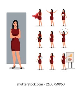 businesswoman character set. business woman vector illustration