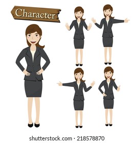 Businesswoman character set vector 