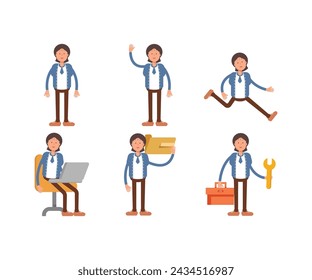 businesswoman characters in various poses illustration