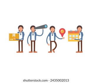 businesswoman characters in various poses illustration