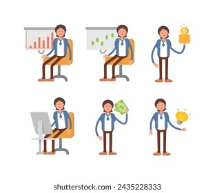 businesswoman characters in various poses illustration