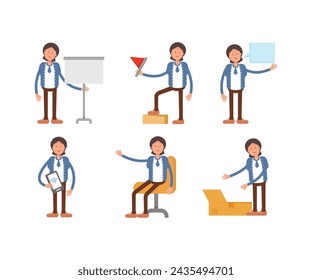 businesswoman characters in various poses illustration