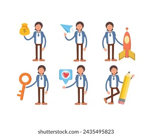 businesswoman characters in various poses illustration