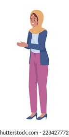 Businesswoman clapping hands semi flat color vector character. Editable figure. Full body person on white. Celebration simple cartoon style illustration for web graphic design and animation