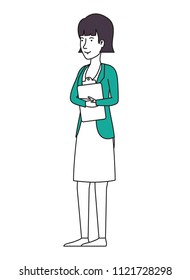 businesswoman with clipboard document character