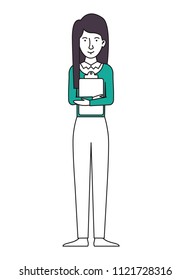 businesswoman with clipboard document character