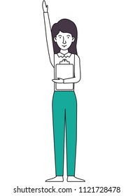 businesswoman with clipboard document character