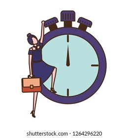 businesswoman with clock avatar character