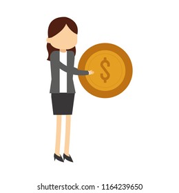 Businesswoman with coin