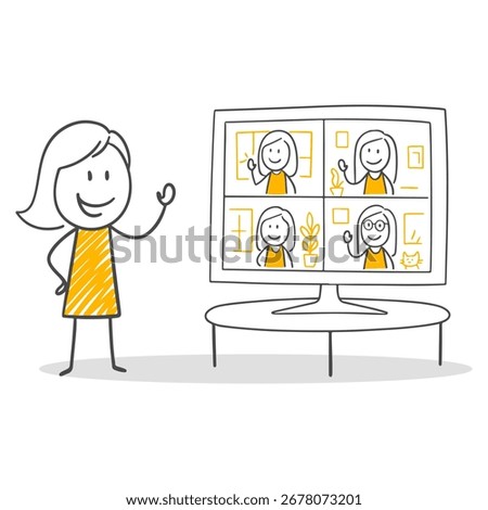 A businesswoman collaborating using modern technology, taking an active role in digital meeting platforms.