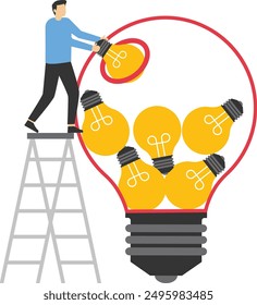Businesswoman combining ideas and thoughts to create a bigger and better idea. Brainstorming creative and innovative ideas for the organization.

