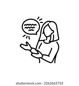 Businesswoman communication color line icon. Female entrepreneur. Pictogram for web page, mobile app, promo.