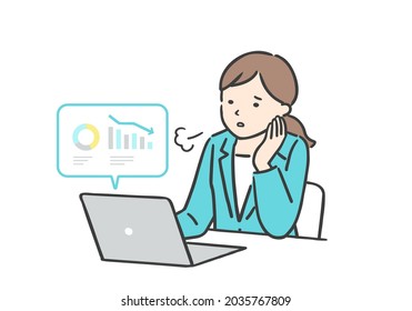 Una empresaria que crea documentos en un ordenador. 