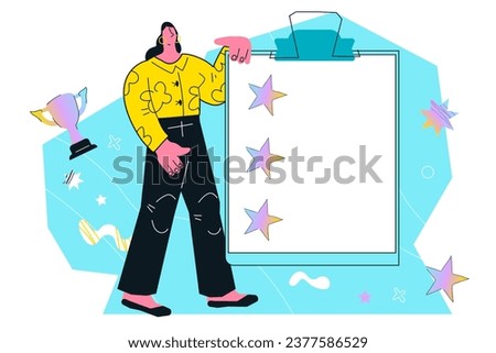 Businesswoman creating and utilizing to-do list. Effectively manage tasks and check them off list to maximize productivity business concept, vector illustration isolated on white background.