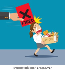Businesswoman Crying With Employer Fired From Job, illustration vector cartoon
