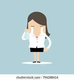 Businesswoman crying. vector