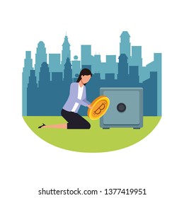 businesswoman with cryptocurrency