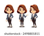 Businesswoman Cute chibi character design in different poses set vector illustration by Agustian rexy