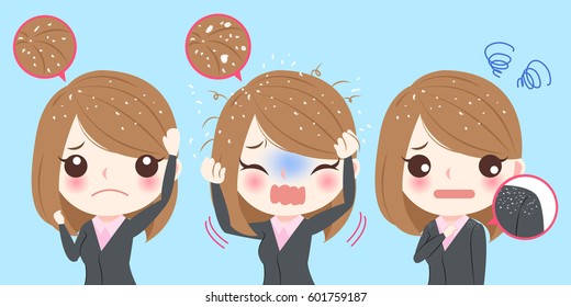 businesswoman with dandruff problem