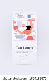 businesswoman developer creating computer app user interface application development concept vertical portrait copy space vector illustration