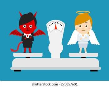 Businesswoman devil and angel 