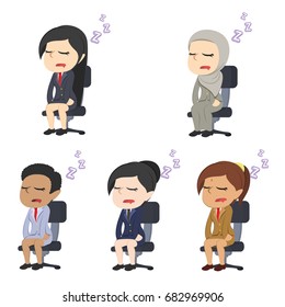 businesswoman did fall asleep in a different race set
