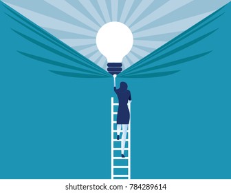 Businesswoman discover best ideas . Concept business vector illustration.