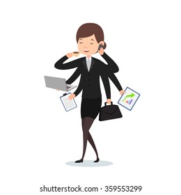 Businesswoman do multitasking work