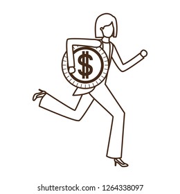 businesswoman with dollar sign avatar character