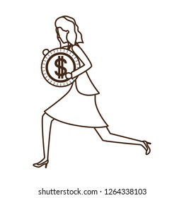 businesswoman with dollar sign avatar character