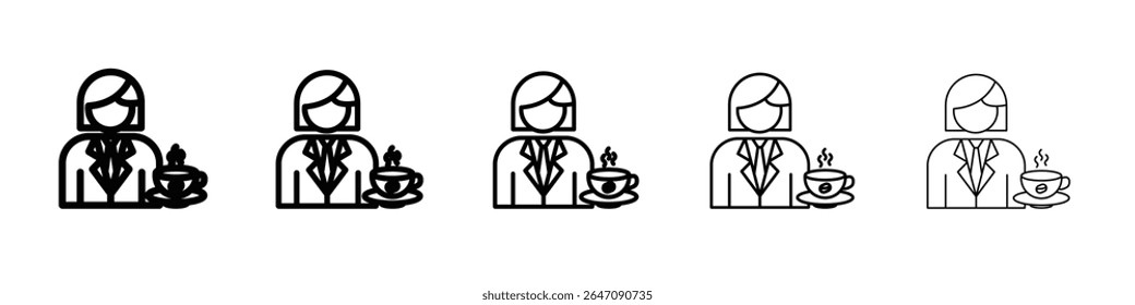 Empresária beber ícone de café vetor símbolo ou ilustração