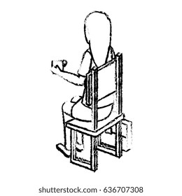 businesswoman drinking coffee isometric avatar character sitting