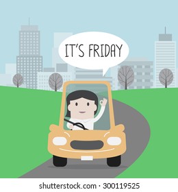 Businesswoman drive a car - Vector