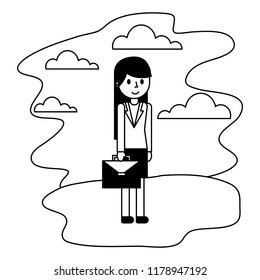 businesswoman elegant with portfolio in landscape