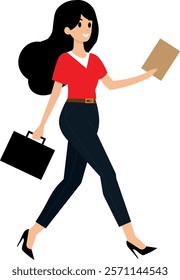 Businesswoman with envelope and briefcase in hands