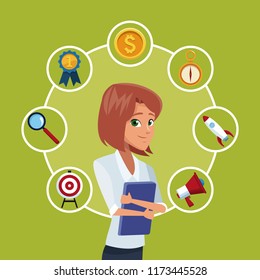 Businesswoman executive cartoon