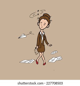 Businesswoman exhaust and sway cartoon vector