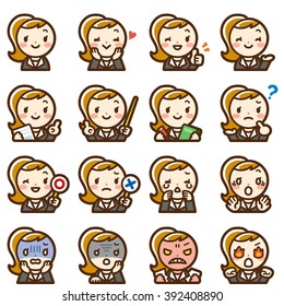 businesswoman expression set