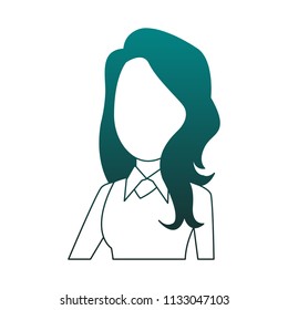 Businesswoman faceless cartoon blue lines