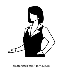 businesswoman faceless on white background vector illustration design