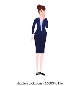 Businesswoman with facepalm gesture. Headache, disappointment or shame sad stressed face, worry disappointed expression. Cartoon style vector illustration isolated