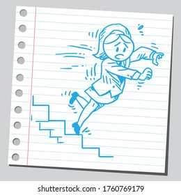 Businesswoman falling down the stairs.