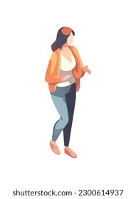 businesswoman in fashionable clothing icon isolated